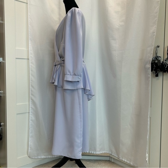 FORGOTTEN Women vintage light pastel lilac purple ruffle peplum dress sz 16.5 - Picture 4 of 11